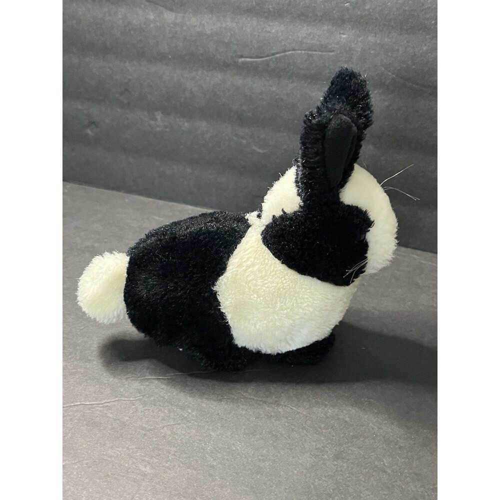 Smoothie By Russ Berrie 6" Black And White Bunny Rabbit Toy Vintage Plush - Picture 6 of 12
